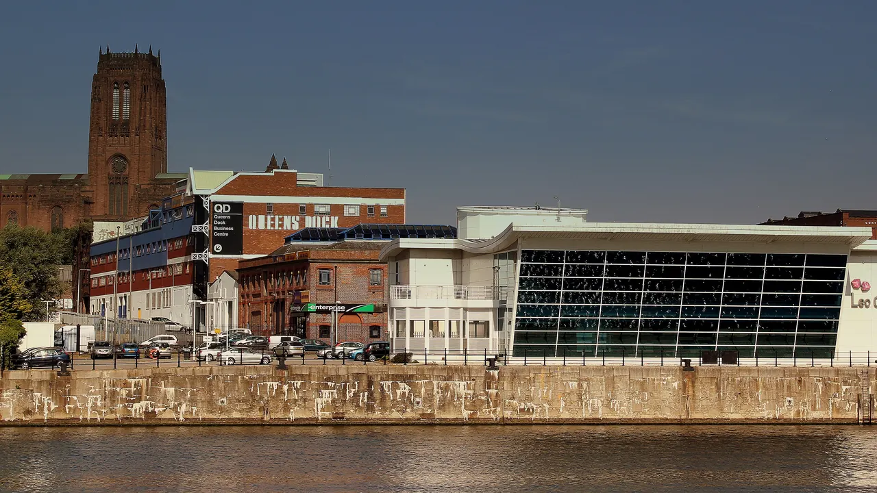 Queens Dock, with the Leo Casino building on the waterfront