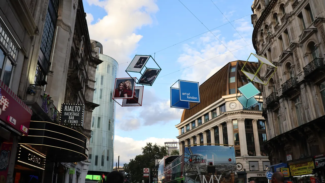 Coventry Street; the Rialto sign is on the left